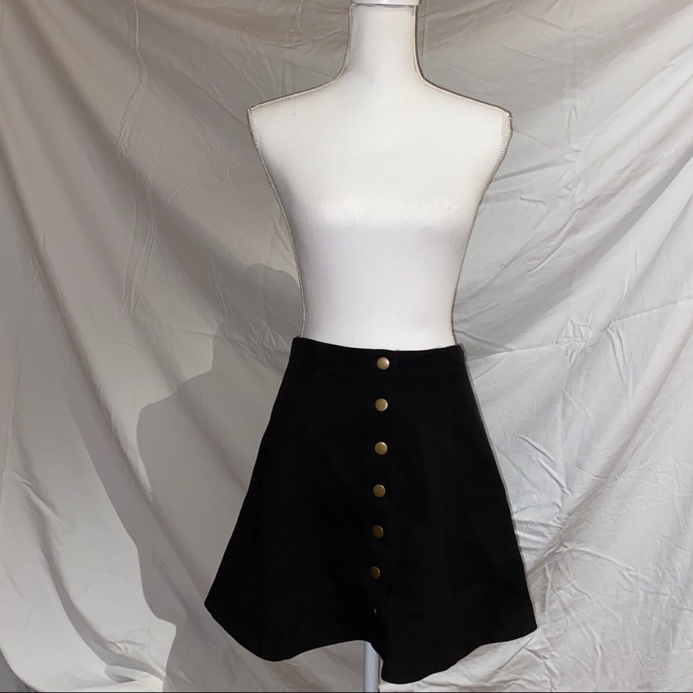 Black mini button up skirt